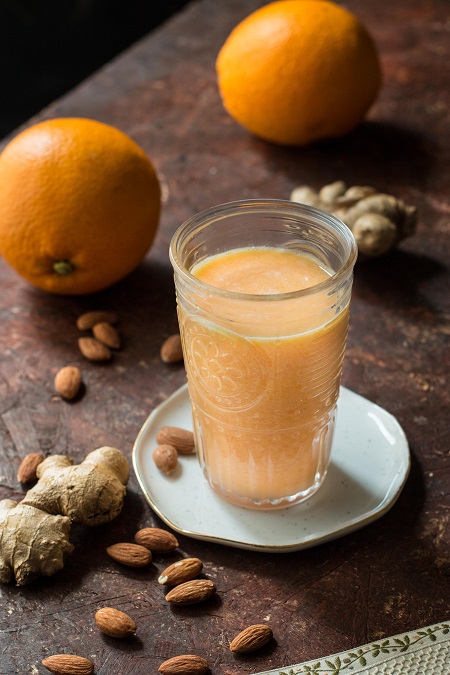 bevanda arancia latte di mandorla e zenzero