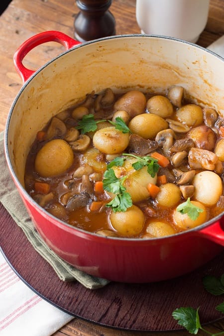 Stufato di funghi patate e cipolline 6 stufato di funghi e patate