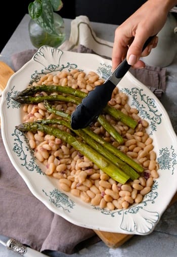 preparazione asparagi e fagioli