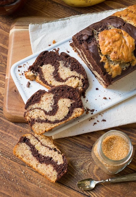 banana bread zebrato vegano