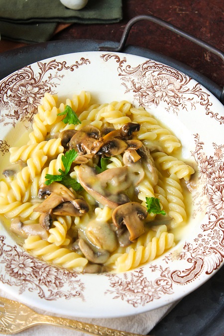 Pasta con crema di patate e funghi 2 pasta con crema di patate