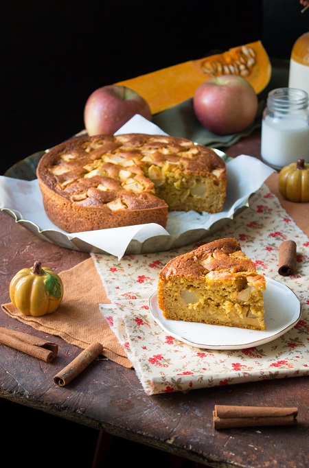 Torta di zucca mele e cannella vegana 7 torta di mele e zucca
